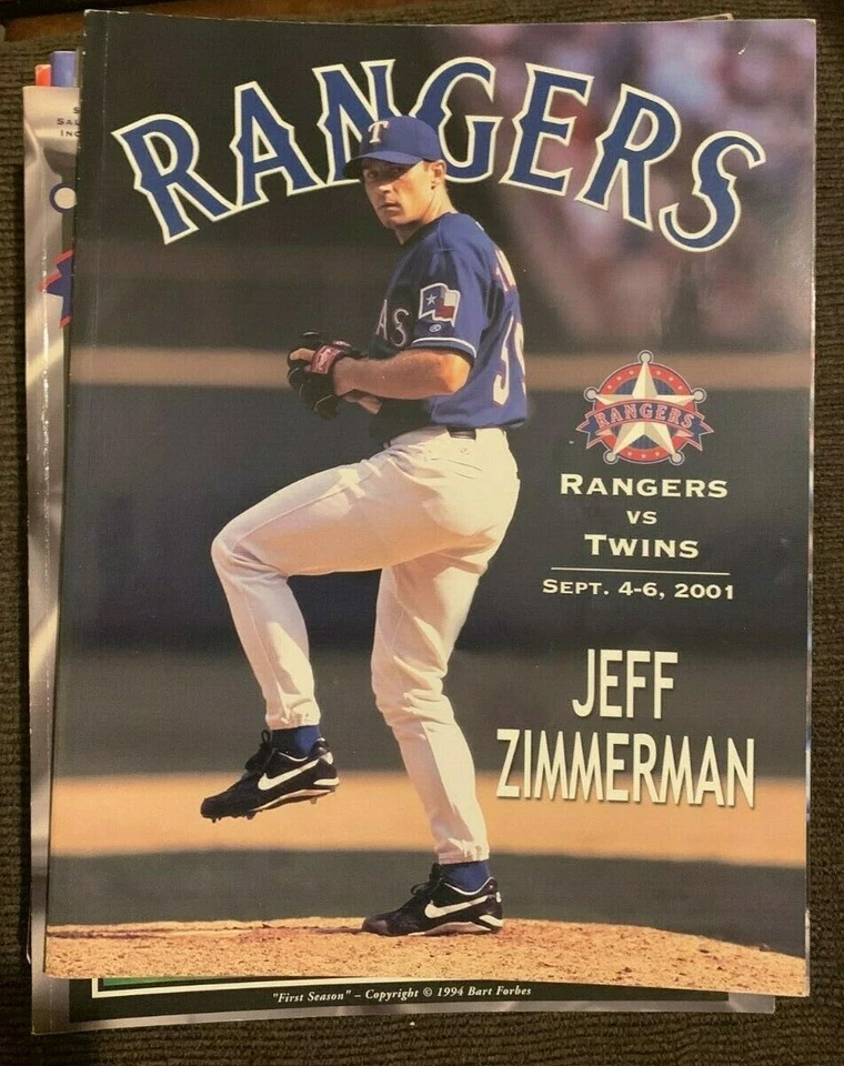 Texas Rangers Program / Magazine Jeff Zimmerman 09/4-6/2001 EX-NM - Image 1 of 1