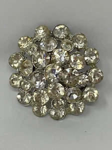 Vintage Rhinestone Brooch, Unsigned Dome Brooch 1960's Tiered - Picture 1 of 9