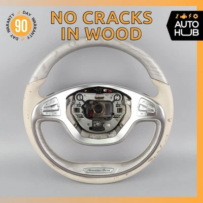 Volante madera 14-17 Mercedes W222 S550 S600 con palancas de cambio gris OEM Foto 1 de 4