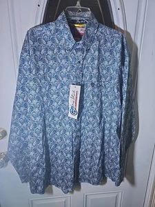 Wrangler Men's George Strait  Paisley Print Long Sleeve Button-Down Shirt (NWT) - Foto 1 di 9