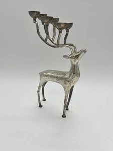 Statuina renna piatto argento Godinger sei tazze portacandele Natale Cina - Foto 1 di 9