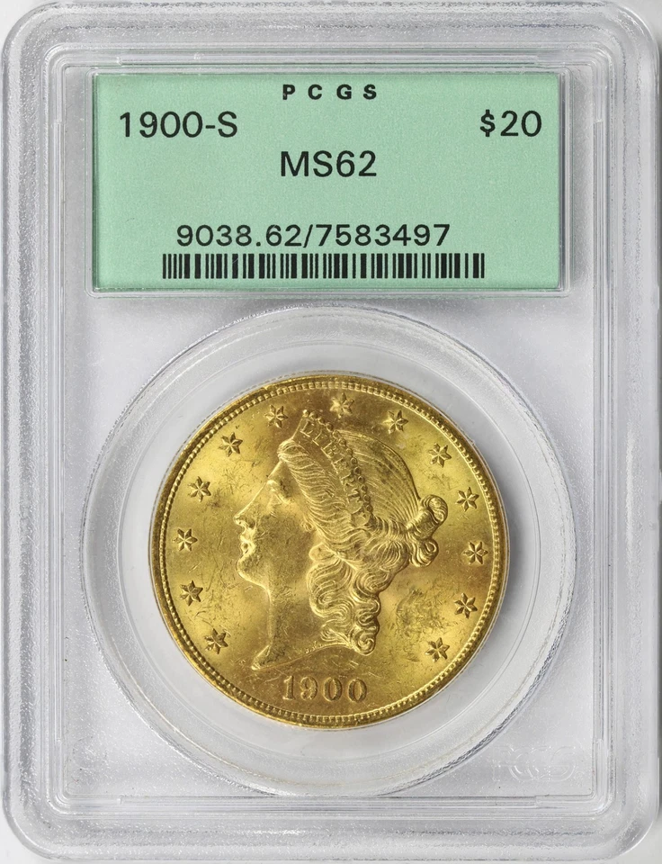 1900-S $20 Oro Liberty Doble Águila PCGS MS62 OGH Foto 1 de 4