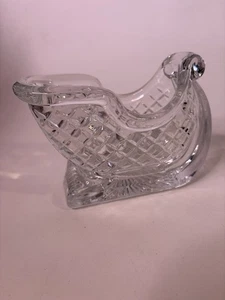 St. George Cut Lead Crystal Holiday Sleigh Candy Dish Christmas 6” x 5” - Picture 1 of 7