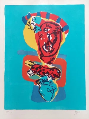 Litografia "Figura" assinada por Karel APPEL, 1968 / Impressão original por Appel - Imagem 1 de 4