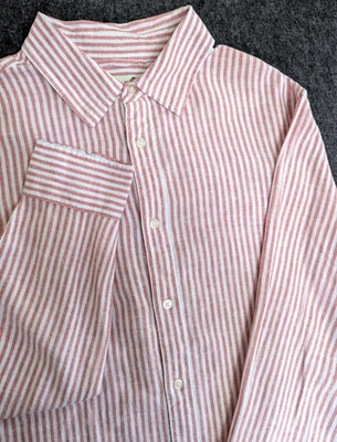 NWT Caribbean Joe Shirt Mens Size L Pink Stripes Linen Button Up Long Sleeve NEW - Image 1 of 4