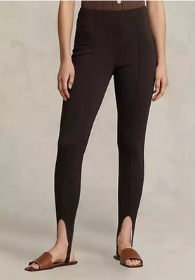 Legging Polo Ralph Lauren Estribo Elastizado Cremallera Lateral Marrón Oscuro Talla L Foto 1 de 4