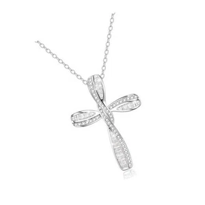 Plata de Ley 925 Circonita Cúbica Transparente Infinito Cruz Retorcida Regalo - Imagen 1 de 7