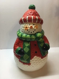 Christmas Snowman Cookie Jar Great Condition! Holiday Decor - Picture 1 of 7