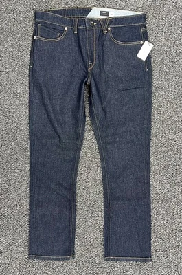 Volcom Vorta Slim Straight Mens Stretch Denim Jeans Dark Blue Size 34 x 30 - Image 1 of 4