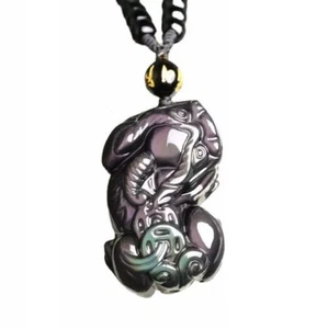 Natural rainbow obsidian PIXIU tianlu necklace Amulet pendant bead chain - Picture 1 of 5