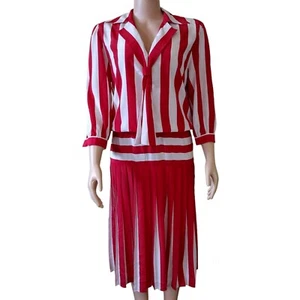 VTG 80s 90s Blake Elizabeth Accordion Pleated Candy Stripe Dress Size 12    - Picture 1 of 8