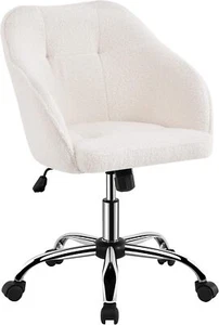 Vanity Chair with Back Swivel Chair with Wheels Adjustable Height Tilt Angle - Picture 1 of 9