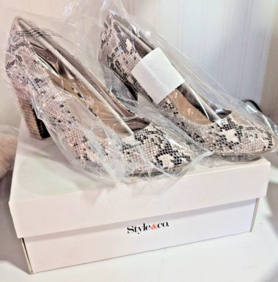 Style & Co Macy's Snakeskin Look Block Heel Neutral Pumps Shoes 9 M NIB - Image 1 of 4