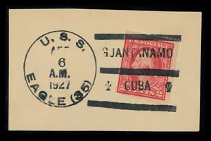 USA Scott# 409 or 482 USED on Piece, Gitmo/USS Eagle APS Cert (55616) - Picture 1 of 2