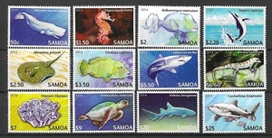 Samoa 2014 Fauna Wildlife Marinelife Fisch Fisch Angeln Muschel Schildkröte Set MNH - Bild 1 von 1