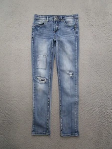 Silver Jeans Co Sasha Skinny Patchwork Blue Denim Jeans Girls Youth Size 14 - Picture 1 of 15