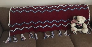 Manta afgana ganchillo tiro hecho a mano diseño Zig Zag puntada palomitas - Imagen 1 de 6