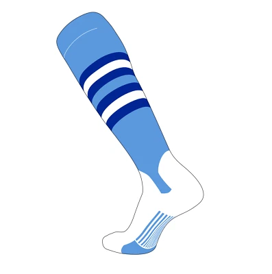 TCK SOCKS TCK Elite Baseball Knee High Stirrup Socks (I, 5in) Baby Blue, Royal, White
