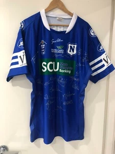 NSW Cup Signed Men's Petersham RSL Short Sleeve Jersey Blue Size 48/120cm - Picture 1 of 9
