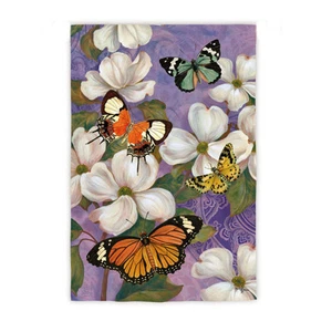 NEW LARGE EVERGREEN FLAG ORIENTAL DOGWOOD & BUTTERFLIES MONARCH BUTTERFLY 29X43 - Picture 1 of 1