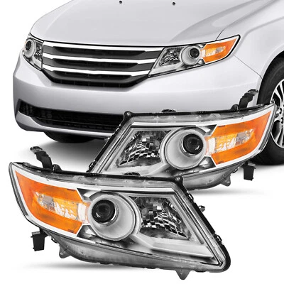 For 2011-2017 Honda Odyssey Halogen Chrome Housing Amber Corner Headlights Pair - Image 1 of 4