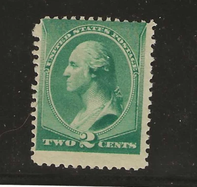 US Scott #213 mint lightly hinged 2c Green Washington 1887 bank note og f/vf - Image 1 of 2