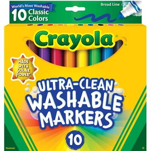 Crayola Ultra-Clean Washable Broad Line Markers 10Ct - Picture 1 of 5