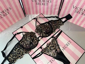 Victoria's Secret Bra Very Sexy 38DDD/& Thong Set Panty Cheetah - Picture 1 of 6