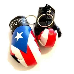 Puerto Rico- Mini Boxing Gloves Keychain 1"x3" in - Picture 1 of 2