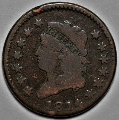 1814 Classic Head Large Cent - Crosslet 4 - US 1c Copper Coin - Image 1 of 4