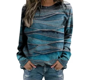 Womens Sweatshirt Casual Floral Print Tops Trendy Raglan Long Sleeve Size M - Picture 1 of 5