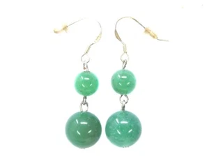Beautiful Earrings From Aventurine IN Ball Shape Ø-12 And Ø-8 " 925er Silver - Picture 1 of 1