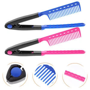 2 PCS V Shaped Iron Comb Straightening Comb Pocket Hair Combs Hot Iron Comb - Picture 1 of 12