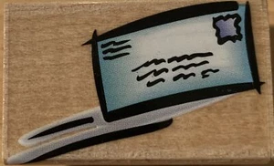 Hero Arts Wood Mounted Rubber Stamp - C1477 - Flying Letter - Picture 1 of 3