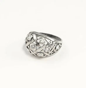 Anello in argento 925 9901396 art deco pietre swarovski misura 53 - Foto 1 di 2