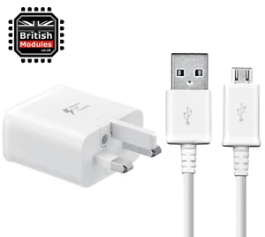 SAMSUNG Galaxy UK Fast Charger Plug & Micro USB Cable for Mains Wall Charger - Picture 1 of 5