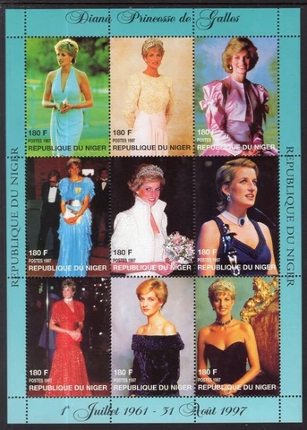 Niger #YT963-YT971 MNH M/S 1997 Princess Diana Queen of Hearts [945] Cover