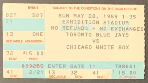 1989 Toronto Blue Jays Exhibition Stadium Last Game Ticket + SGA Booklet MLB Cover