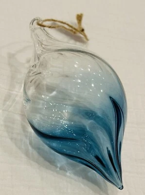 Pottery Barn OMBRE ACABADO ORNAMENTO Azul Verde Teal Turquesa ÁRBOL DE NAVIDAD Vidrio Foto 1 de 4