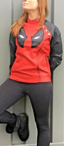 Marvel "We Love Fine"Deadpool Light Leather Jacket Unisex Red & Black Brand New - Picture 1 of 1