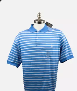 Polo Ralph Lauren Men's Big & Tall Striped Soft Cotton Polo Shirt Blue/White NWT - Picture 1 of 2