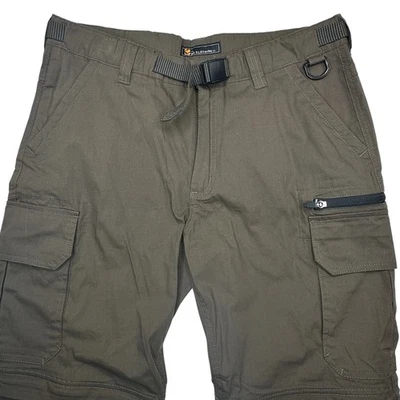 Pantalones convertibles BC Clothing Co para hombre LX32 se adapta a 36x31 cargo verde cinturón elástico Foto 1 de 4