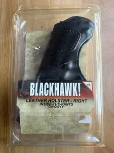 Blackhawk Black Leather Holster Size 01 Colt Govt 5" - Inside the Pants - RH - Picture 1 of 14