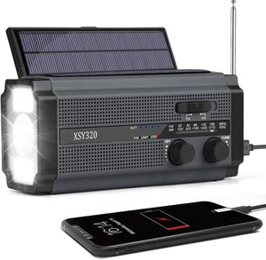 Radio Solar, Radio Manivela Portátil Dynamo Radio con AM/FM, 5000mAh Incorporado Wied - Imagen 1 de 7