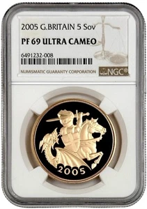 2005 Great Britain 5 Pound Sovereign Proof Gold Coin NGC PF 69 UC 2161 Minted - Picture 1 of 2