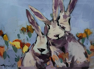 JOSE TRUJILLO Pintura al Óleo IMPRESIONISMO Coleccionable ORIGINAL Conejitos Firmados Foto 1 de 4