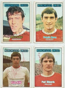 MANCHESTER UTD 1970 A&BC signed card lot DAVID SADLER BRIAN KIDD BURNS EDWARDS - Picture 1 of 2