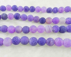 Purple Dream Fire Dragon Veins Agate Round Gems Loose Beads 15'' 6mm 8mm 10mm - Picture 1 of 8