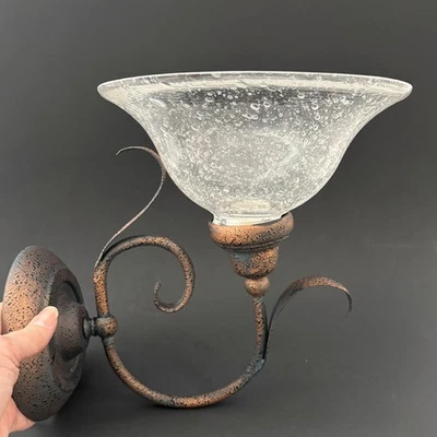 Progress Lighting Outdoor Wall Light Copper Verde Seeded Glass Traditional - Image 1 of 4