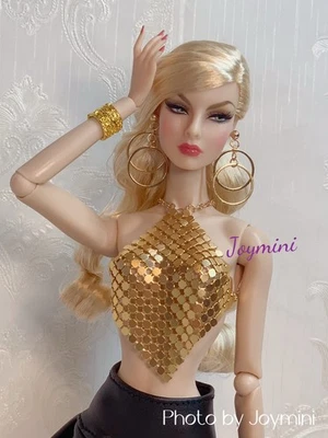 Handmade Gold Bling Top For Fashion Doll Nuface Fashion Royalty Poppy Parker - Image 1 of 4